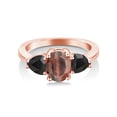 thumbnail image 2 of Gem Stone King 1.97 Ct Oval Red Tiger Eye Black Onyx 18K Rose Gold Plated Silver Ring, 2 of 4