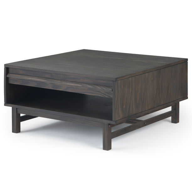 Wide Square Rustic Modern Coffee Table, 36 Inch Wide Side Table