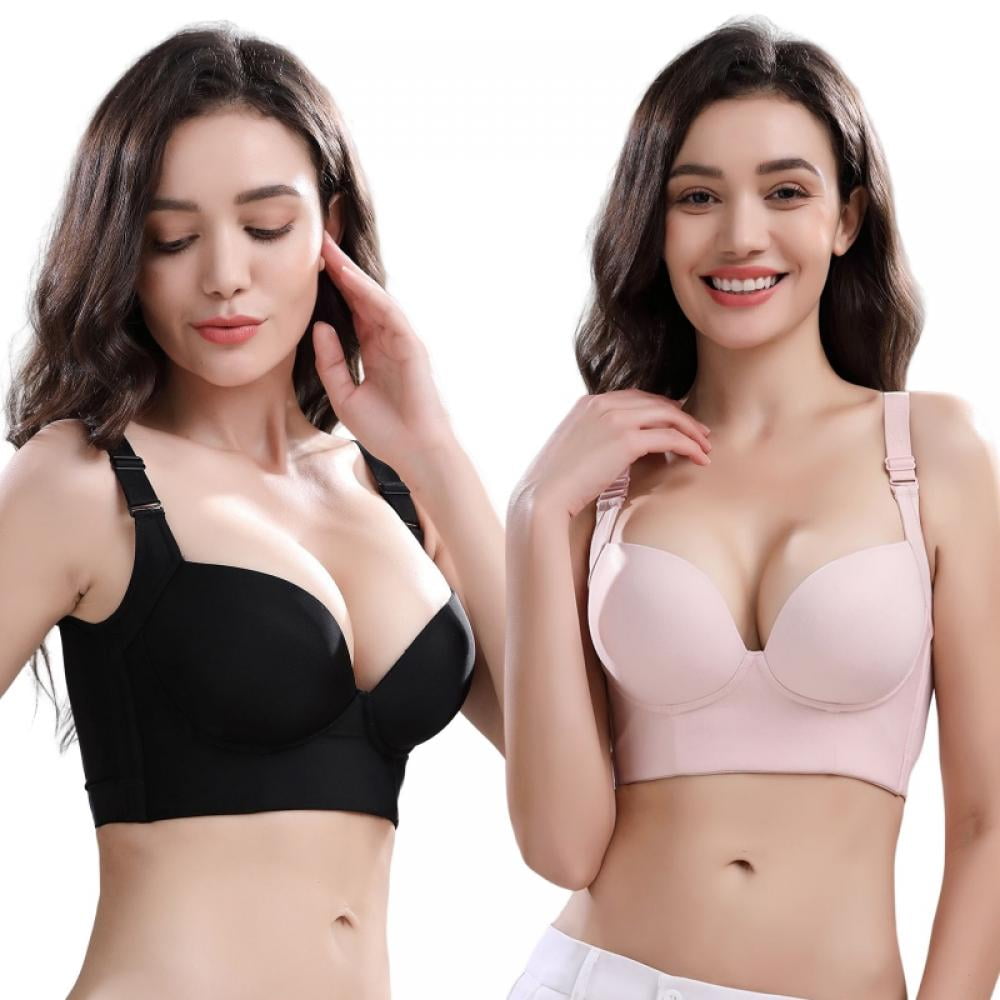 2 Pack Sculpting Uplift Bra,Women Fashion Deep Cup Bra Hides Back Fat