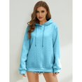 thumbnail image 3 of Womens Oversized Hoodie Fashion Sweatshirt Casual Loose Pullover Hoodies with Drawstring Long Sleeve Outerwear for Daily Wear Light Exercise, Lake Blue, 2XL, 3 of 9