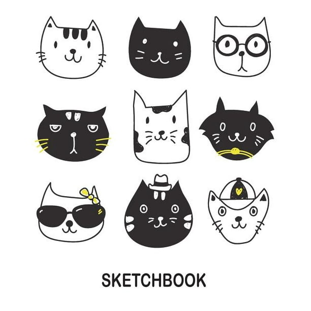 Lined Paper Cat Drawing