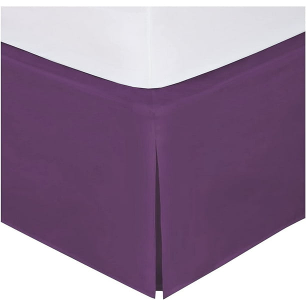 Bed Skirt Violet Solid 100 Percent Cotton Split Corner Pleated 1Pc Bed