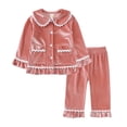 thumbnail image 1 of Conjuntos de pijamas familiares a juego de Navidad esenciales para invierno, ropa de dormir para niños y niñas, ropa de encaje de terciopelo rojo para niños, traje para bebés, 1 of 4