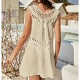 thumbnail image 3 of Defitshape Women's Billowy Cover Up Dress Spring Break Chic Sleeveless Knit Cable Above Knee Length Beach Sexy Coverup Dress Apricot X-Large, 3 of 5