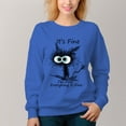 thumbnail image 4 of Women's Cartoon Cat Pattern Crew Neck Pullover Cozy Clothes Autumn Winter, 4 of 11