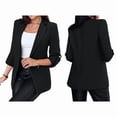thumbnail image 3 of Blazer de Larga para Mujer, Informal, de Negocios, con Abertura Frontal, para Trabajo y Oficina. Negro XXL, 3 of 6