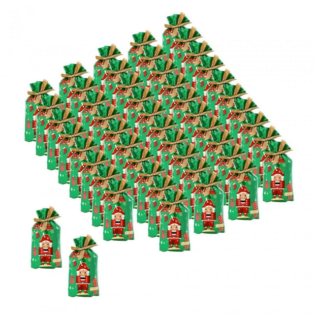 50 Uds. Bolsas de Regalo, Bolsas de Dulces, Bolsas de Embalaje Navideñas Reutilizables, Bolsas de Regalo para Vacaciones de Navidad, Bolsas de Galleta Estilo J