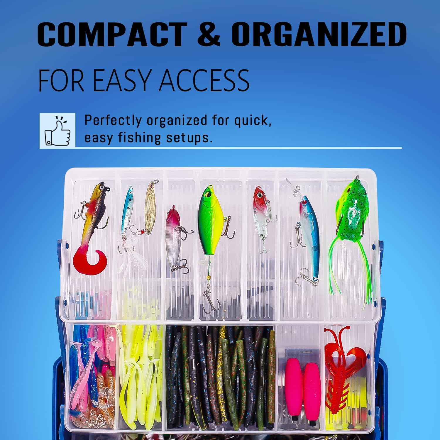 Vipfish 448PCS Fishing Tackle Box Kit with Tackle Included, 3-Layer Tackle Box Bass Lure Set,Gift for Fishingmen