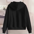 thumbnail image 4 of WTOBBY Women's Plus Size V-Neck Sweatshirt Coat, Solid Color Long Sleeve Loose Fit, Casual Comfort Outerwear, Fashionable Street Style, Soft and Warm Fabric,Black 2XL, 4 of 6