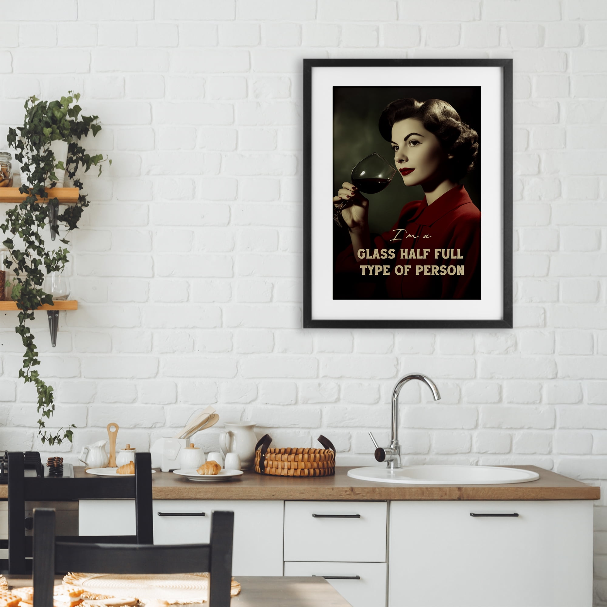 Stupell Industries Glass Half Full Person Black Framed Print Under Glass, design by Andreas Magnusson