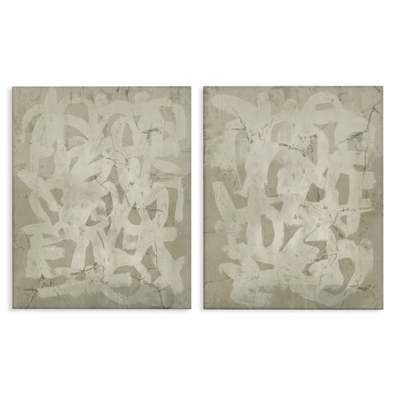 Stupell Industries Beige Neutral Brutalist Style Abstract Painting Wrapped Canvas Art Print Wall Art, 16 x 20, Set of 2