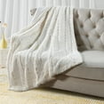 thumbnail image 4 of Home Soft Things Stitching Jacquard Faux Fur Throw - Antique White - 50" x 70", 4 of 11