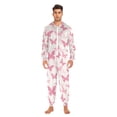 thumbnail image 5 of Adult Onesie Pink Butterfly Zipper One-Piece Pajamas Unisex with Pockets, 5 of 6