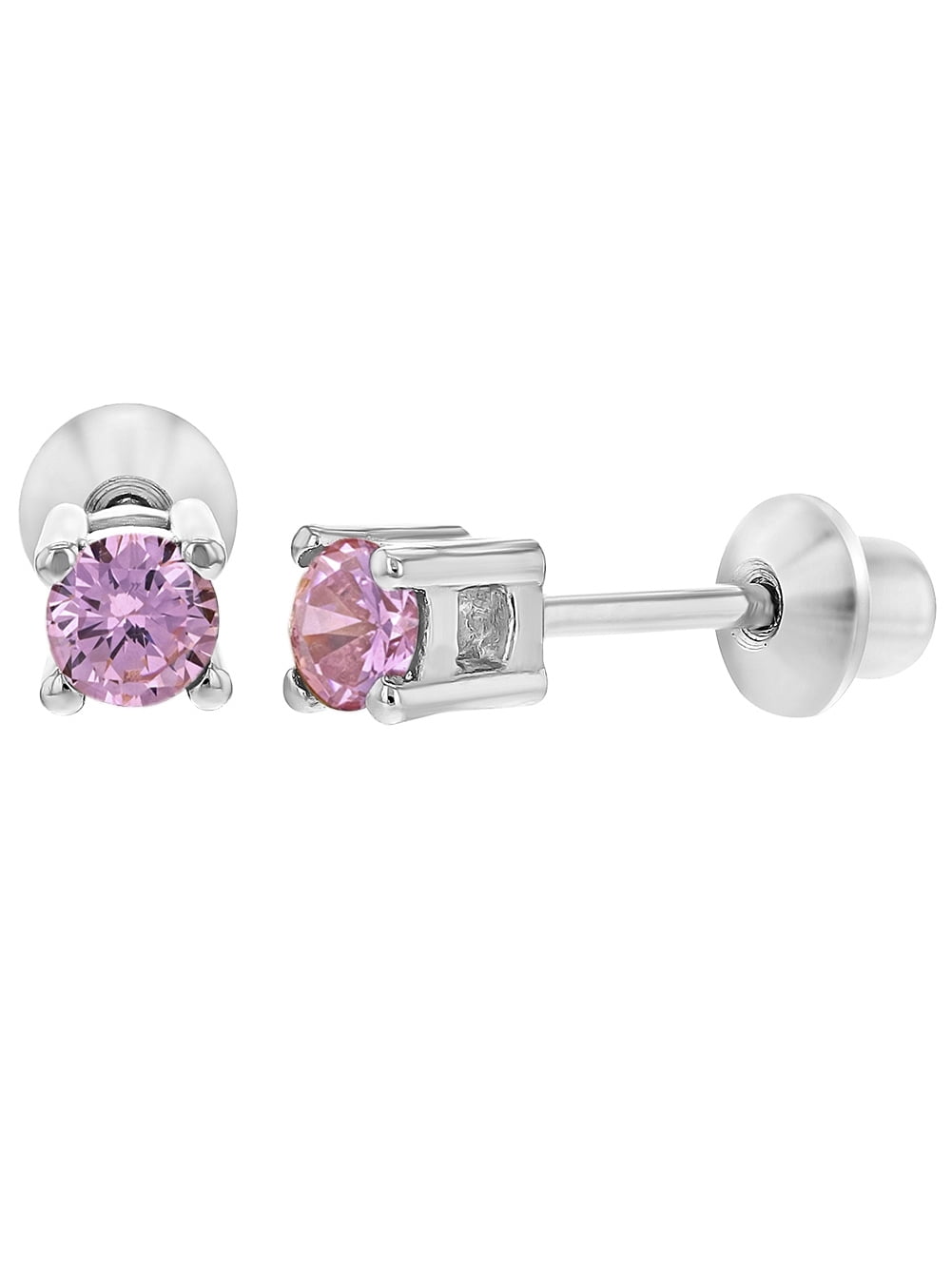 In Season Jewelry 925 Sterling Silver CZ Tiny Round Screw Back