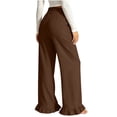thumbnail image 5 of cocolona Womens Summer Casual Linen Pants Elastic Waist Drawstring Ruffle Wide Leg Travel Lounge Pants with Pockets, 5 of 5