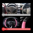 thumbnail image 6 of Pink PU Leather Steering Wheel Cover for 15 Inch Car Accessories, 6 of 7