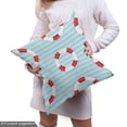 thumbnail image 4 of Ambesonne Aqua Blue Fabric by the Yard Upholstery, Stripes Circle Nautical, 5 Yards, Pale Blue White Red, 4 of 4