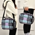 thumbnail image 5 of Plaids in Purple Black Green Insulated Lunch Bag Portable Cooler Bag Mommy Bag Large Capacity 6L, 5 of 9