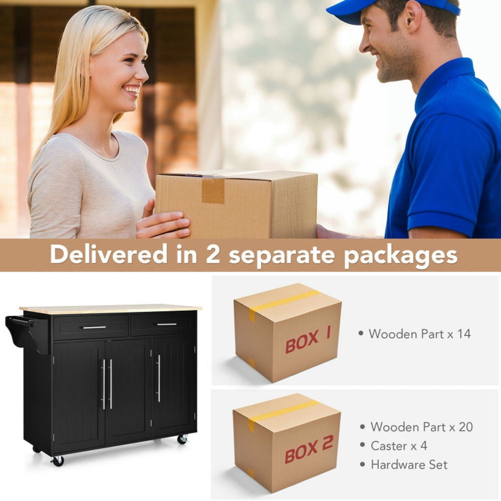 Finihen Rolling Storage Cabinet Cart, Kitchen Island Cart, Kitchen Island Trolley Wood Top Rolling Storage Cabinet Cart with Knife Block, for Kitchen, Dining Room, Black Finihen Rolling Storage Cabinet Cart, Kitchen Island Cart, Kitchen Island Trolley Wood Top Rolling Storage Cabinet Cart with Knife Block, for Kitchen, Dining Room, Black