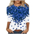 thumbnail image 2 of Xihbxyly Hauts Grande Taille pour Femmes Manches 3/4 T-shirt Imprimé Amour Col Rond Manches 3/4 T-shirt Ample Manches Longues Col Rond/chemise Cadeau de Vacances, 2 of 3