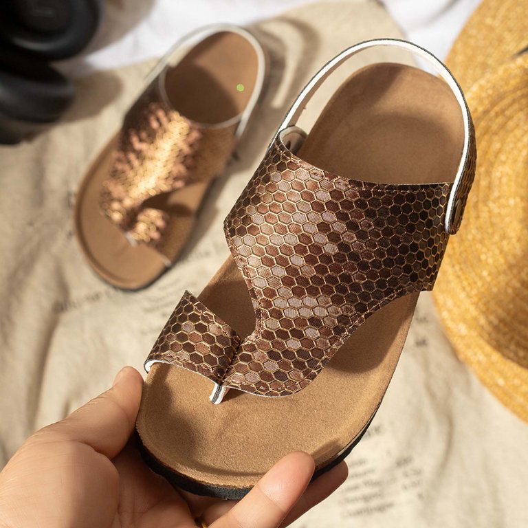 Yuncity Toddler Girl Sandals Solid Color Sequin Flip Flop Open Toe