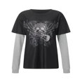 thumbnail image 1 of POINTERTECK Fashionable Women‘s Long Sleeve T-Shirts with Print and Patchwork Design, 1 of 9