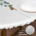thumbnail image 4 of Green Eucalyptus Leaf on White Fitted Round Tablecloths Table Covers 36"-44",Waterproof Table Cloth for Kitchen Holiday Party Tables Decor, 4 of 9