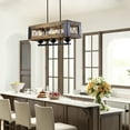 thumbnail image 3 of LNC 3-Lights Farmhouse Distressed Brown Wood Clear Glass Linear Chandelier, 3 of 10