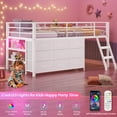 thumbnail image 5 of AMUZER Twin Size Loft Bed with 9 Storage Dresser, LED Lights, 2 Storage Shelves & Stairs, Metal Low Loft Bed with Safety Guardrail for Young Teens, Space Saving, White, 5 of 8