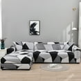 thumbnail image 2 of Topchances Sectional Couch Covers, L Shape Sofa Slipcover for 3+3 Seat Couch, Universal Stretch Furniture Protector with 4pcs Pillowcase (Black&White), 2 of 8
