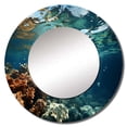 thumbnail image 2 of Designart "Blue Brown Ocean Marine Majesty Under Water" Landscapes Teal Large Round Mirror - Round Bedroom Mirror Wall Decor - Coastal Round Printed Mirror - 29" x 29", 2 of 6