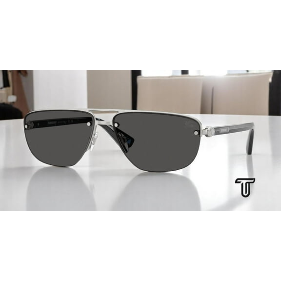 BURBERRY BE3164 100587 Silver Dark Grey 62 mm Men's Sunglasses