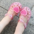 thumbnail image 2 of AJTQTH Jelly Sandals for Girls Cute Love Appliques Round Toe Hollowed Out Velcro Straps Sandals Gradiator Water Sandals Summer Casual Non-Slip Soft Soled Shoes Pink 4Years, 2 of 8