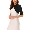 thumbnail image 4 of INSPIRE CHIC Elegant Cardigan for Women's Stand Collar Half Sleeve Cropped Shrug XS Black, 4 of 6