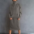 thumbnail image 3 of biudgviw Sweatshirt Dresses for Women Comfy Fleece Long Sleeve High Neck Midi Dress Winter Warm Plus Size Dress with Pockets, 3 of 6