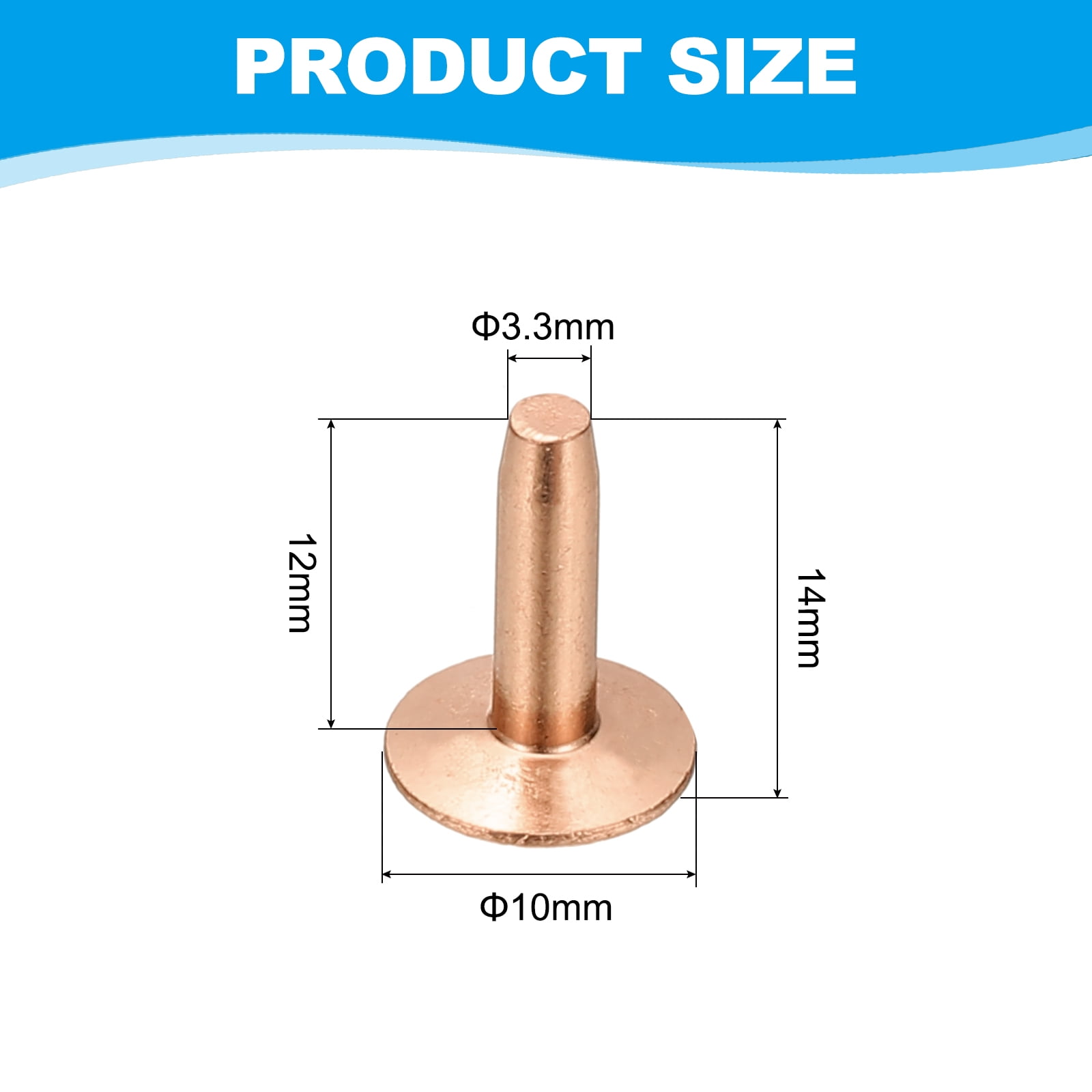 10x3.3x12mm Studs for Clothing, 100 Sets Spikes for Clothes Studs and Spikes Leather Rivets Burrs Copper Fastener Metal Screw Posts for Leather Jacket Crafting Crafts Fabric