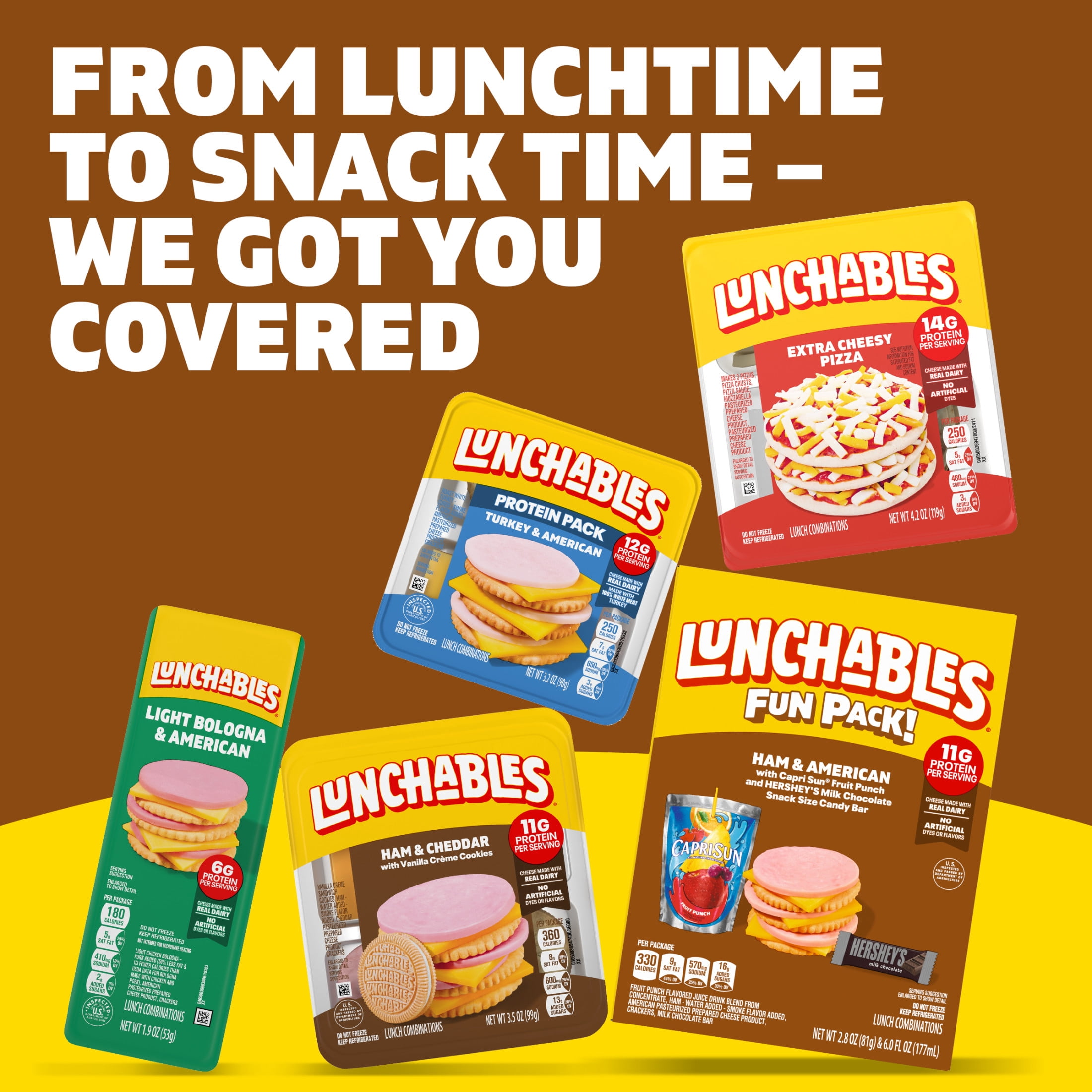 Lunchables Lunch Kit, for Kids Lunch, School Snacks, Ham & American with Capri Sun & Hershey's, 11g Protein Snacks, 8.8 oz