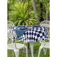 thumbnail image 3 of Outdoor Tablecloth with Umbrella Hole for Patio/Picnic/Party/Camping, Blue Plaid Waterproof Table Cloth Round Cover Washable, Modern Minimalist Geometric Gingham Checkered (Dia 54"), 3 of 8
