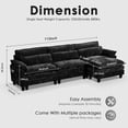 thumbnail image 2 of EPOWP Cloud Modular Sectional Sofa with Movable Ottoman, Comfy L Shaped Couch for Living Room, Chenille, 4-Seat, Stardust Black, 2 of 7