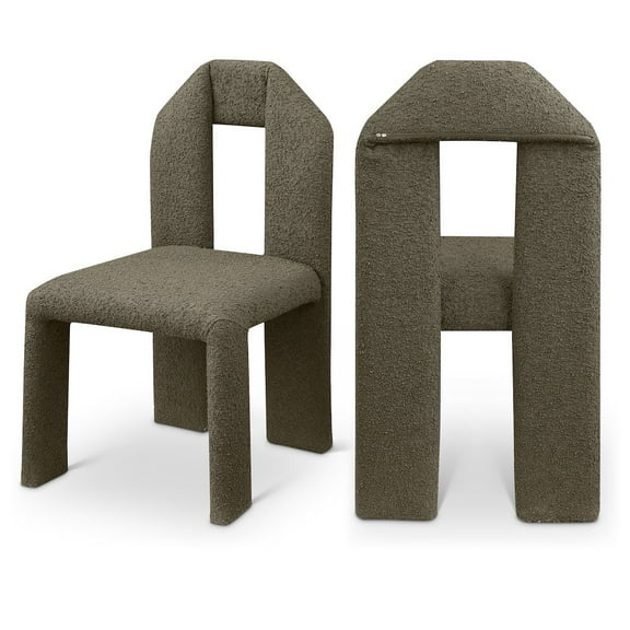 Meridian Furniture Bennett Olive Boucle Fabric Dining Chair (Set of 2)