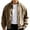 Khaki, variant on Corduroy Men's Bomber Jacket Ribbed Textured Stand Collar Zip Up Jacket Loose Casual Outer Coat With Pockets Elastic Cuffs Hoodless Outwear For Fall Winter