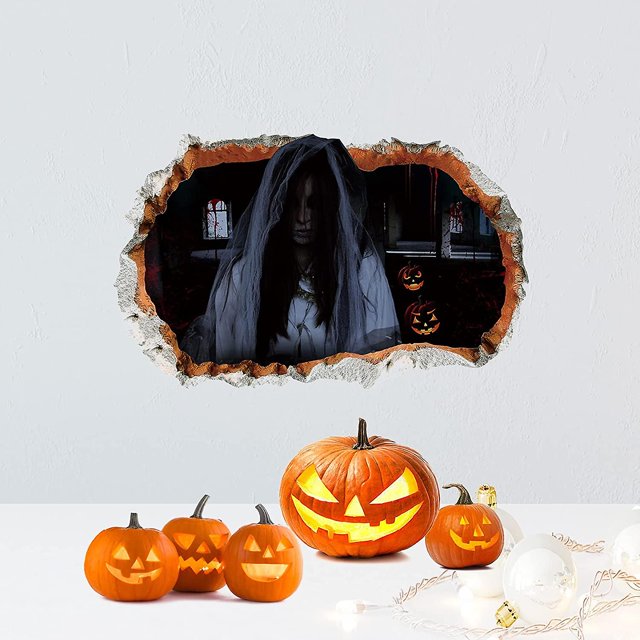 Pegatinas de pared de Happy Halloween, decoración de ventana de bruja, decoración de casa embrujada para fiesta de Halloween, 11 Feliz Sencillez