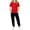 Red, variant on WMTBSRSW Girls Clothing Sets Lightwieght Summer Short Sleeve Sets with Jogger Pants Workout Athletic Gym Outfits with Pockets Black 11-12 Years