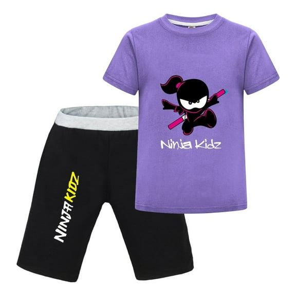 Ninja Kidz Cartoon T-Shirt and Shorts for Boys Girls – Fun Summer Outfit Set for Toddlers and Kids