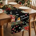 thumbnail image 3 of Merry Christmas Dresser Scarf Farmhouse, Dining Table Decorations for Wedding/Parties, Black Xmas Tree Snowflake Poinsettia Table Runner 48 Inches Long for Kitchen Dining, 13 x 48 In, 3 of 9