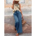 thumbnail image 4 of Conjuntos de Verano de 2 Piezas para Mujer: Top Corto Sin Mangas, Pantalones Anchos y Sueltos, Conjuntos A Juego para Vacaciones. Azul XL, 4 of 9