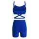 thumbnail image 3 of Gibobby Conjuntos de chándal Conjuntos de entrenamiento de 2 piezas para mujer Strappy Crop Top Cintura alta Scrunch Shorts Trajes de yoga(Azul, XL), 3 of 5