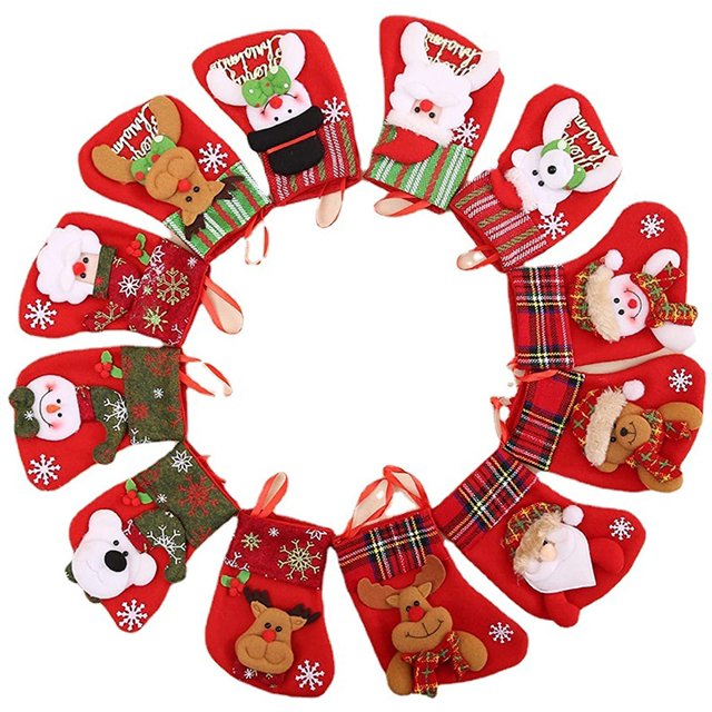 Christmas Tree Decoration Christmas Stocking Bag Small Candy Bag Santa Socks Decoration Christmas Tree Pendant