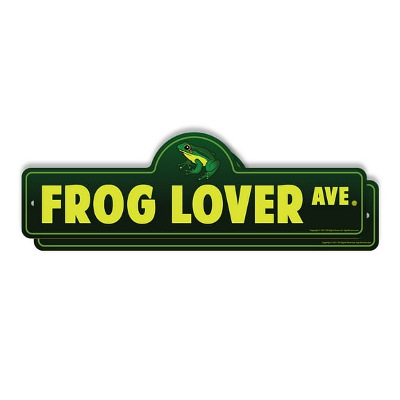 Frog Lover (2 Pack) Plastic Street Sign - 6 Inch X 18 Inch Gift Animal Amphibian Cute Nature Pond Wildlife Pet Green Decor Fun Kids