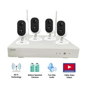 RevoAmerica 4CH Wireless NVR Security System with 1TB HDD & 4x 1080p Battery Operated Cameras with 2-Way Audio